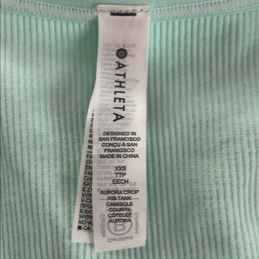 Athleta cropped ribbed tank in mint size XXS - Picture 2 of 3